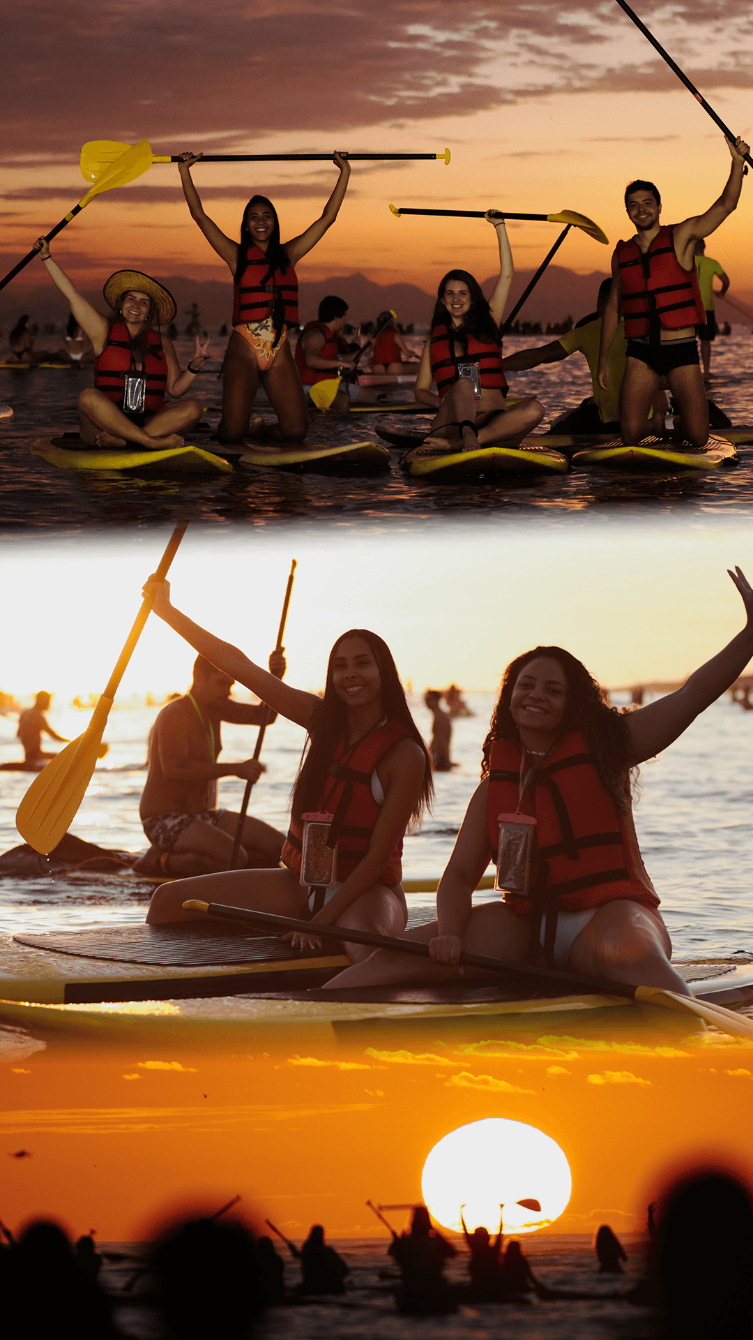 Momentos incríveis ao nascer do sol em copacabana na Gladiadores SUP